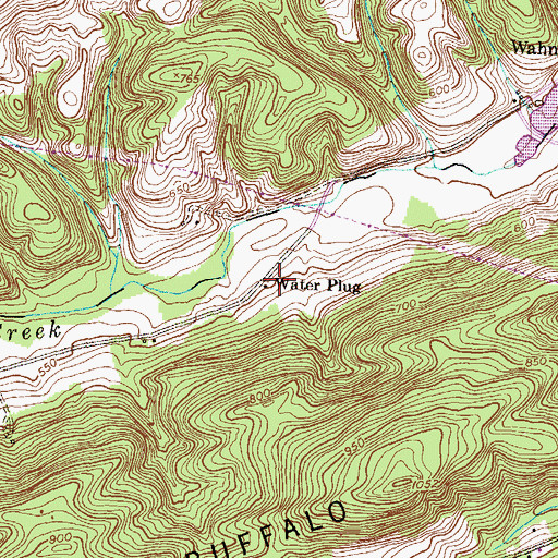 Topographic Map of Water Plug, PA