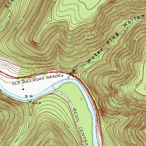 Topographic Map of Water Plug Hollow, PA