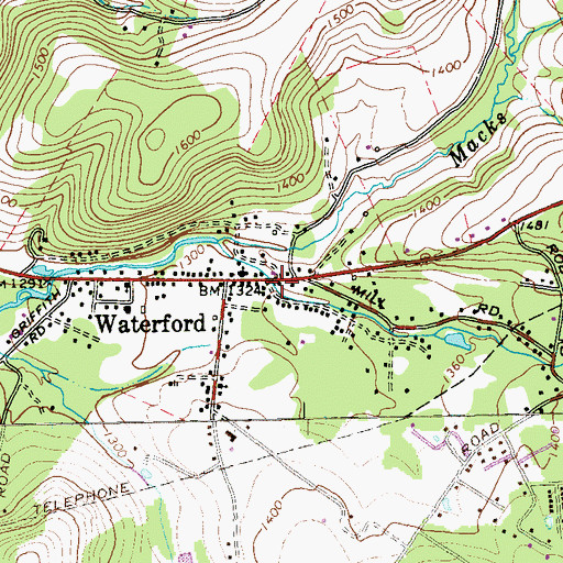 Topographic Map of Waterford, PA