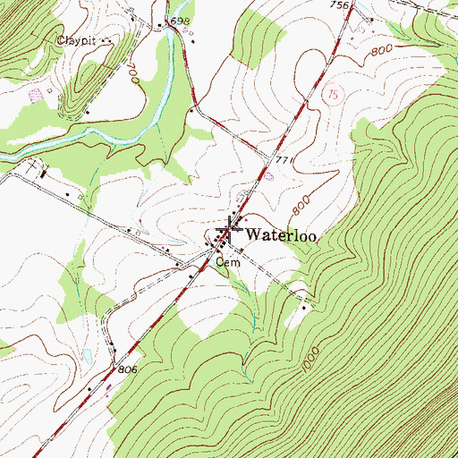 Topographic Map of Waterloo, PA