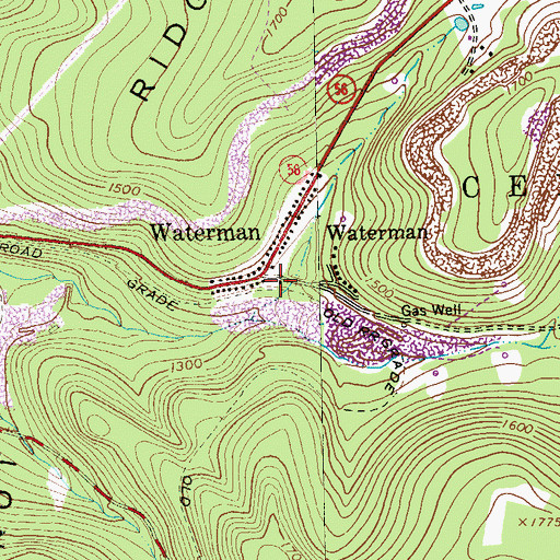 Topographic Map of Waterman, PA