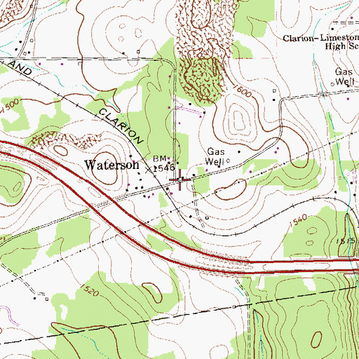 Topographic Map of Waterson, PA