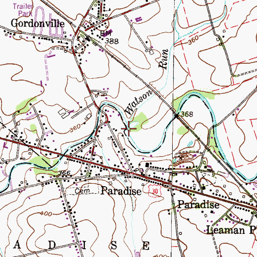 Topographic Map of Watson Run, PA