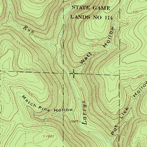 Topographic Map of Watt Hollow, PA