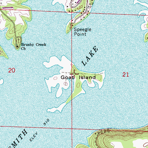 Topographic Map of Goat Island, AL