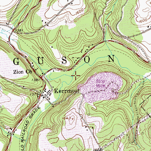 Topographic Map of Watts Creek, PA