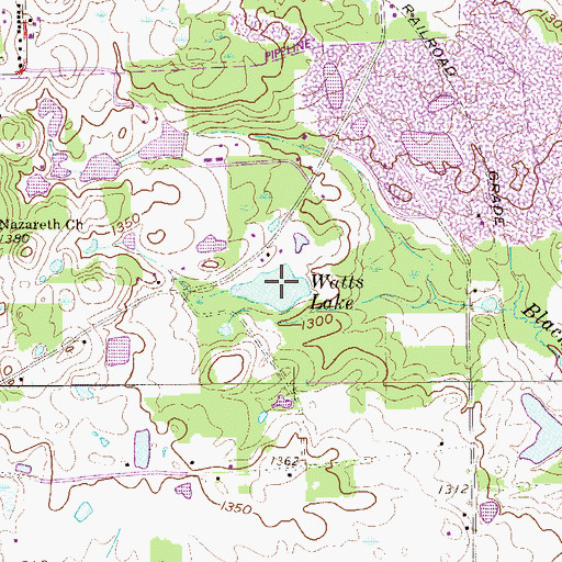 Topographic Map of Watts Lake, PA
