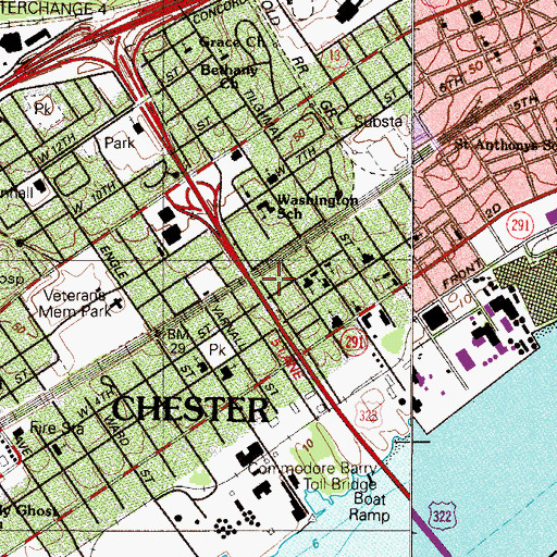 Topographic Map of Watts School, PA