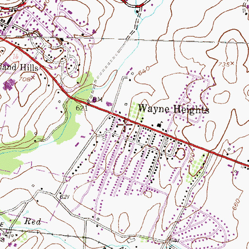 Topographic Map of Wayne Heights, PA