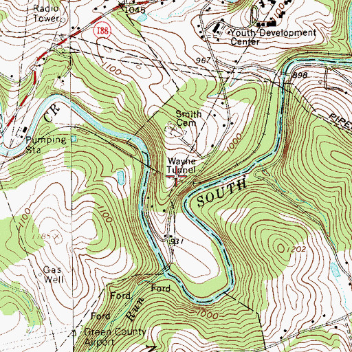 Topographic Map of Wayne Tunnel, PA
