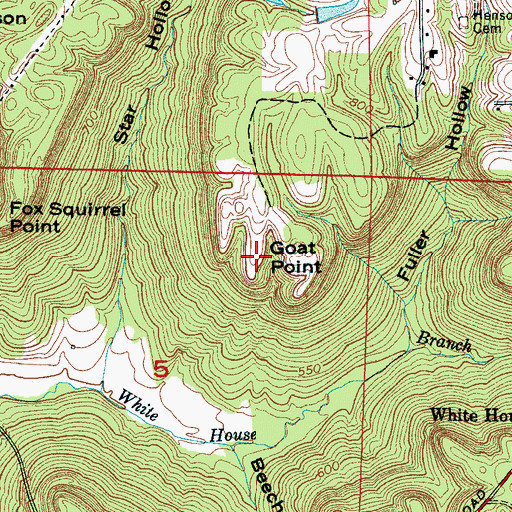 Topographic Map of Goat Point, AL