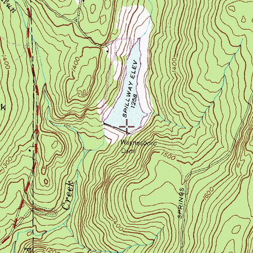 Topographic Map of Waynesboro Dam, PA