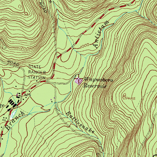 Topographic Map of Waynesboro Reservoir, PA