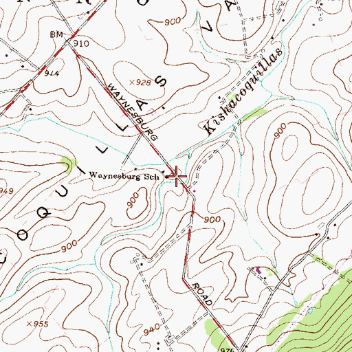 Topographic Map of Waynesburg School, PA