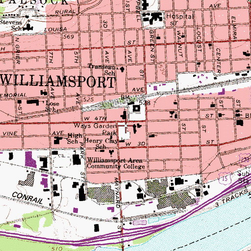 Topographic Map of Ways Garden Park, PA