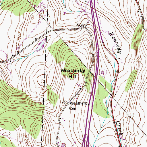 Topographic Map of Weatherby Hill, PA