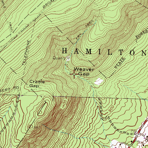 Topographic Map of Weaver Gap, PA