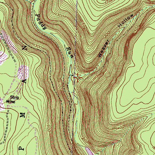 Topographic Map of Weaver Hollow, PA