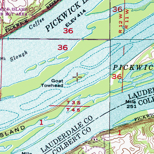 Topographic Map of Goat Towhead, AL
