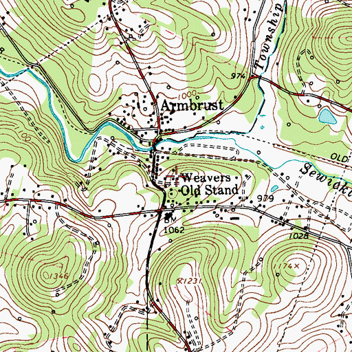 Topographic Map of Weavers Old Stand, PA