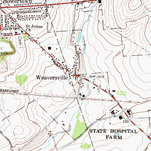 Topographic Map of Weaversville, PA