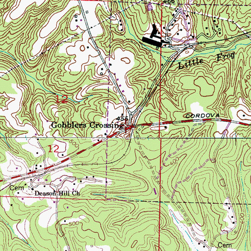 Topographic Map of Gobblers Crossing, AL