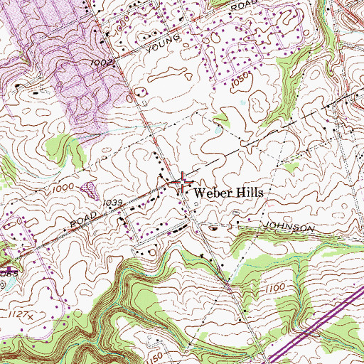 Topographic Map of Weber Hills, PA