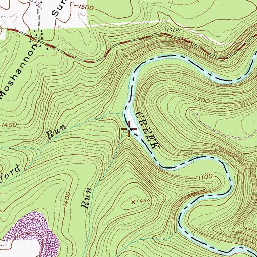 Topographic Map of Weber Run, PA