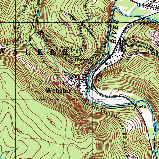 Topographic Map of Webster, PA