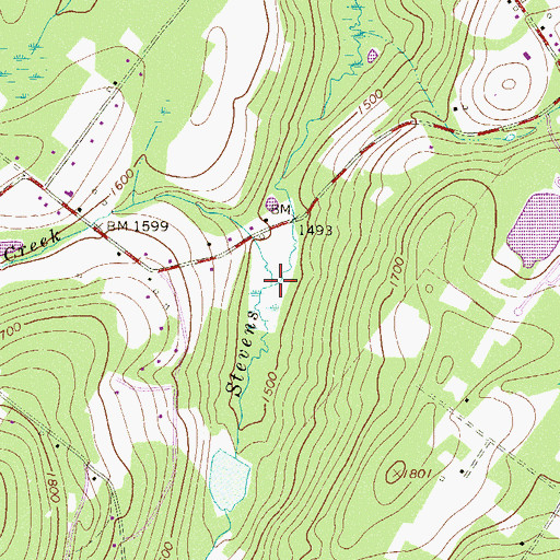 Topographic Map of Webster Creek, PA