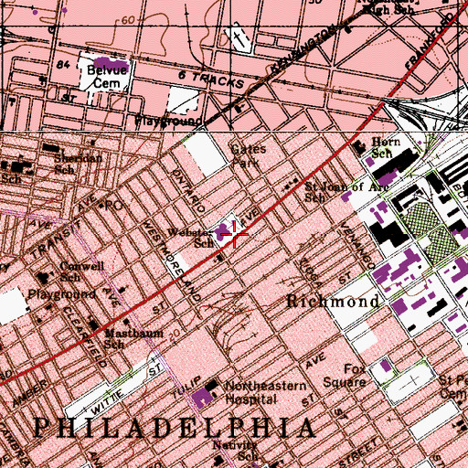 Topographic Map of Webster School, PA