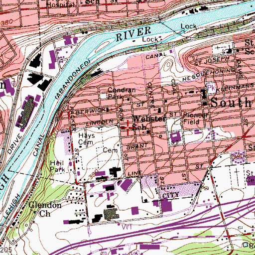 Topographic Map of Webster School, PA