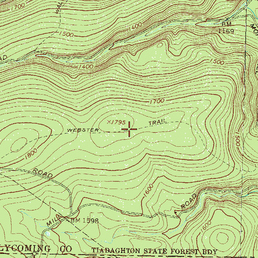 Topographic Map of Webster Trail, PA