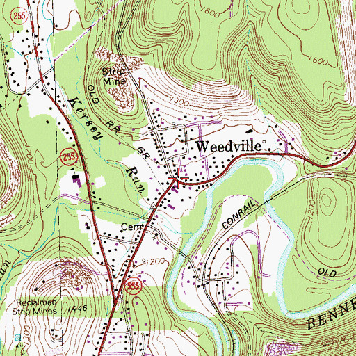 Topographic Map of Weedville, PA
