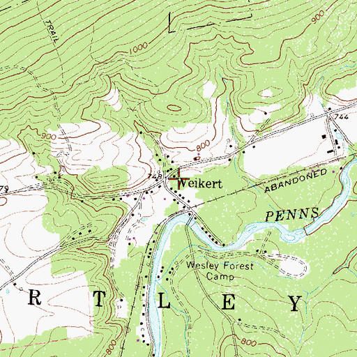 Topographic Map of Weikert, PA