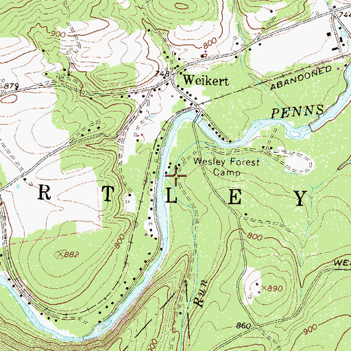 Topographic Map of Weikert Run, PA