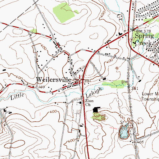 Topographic Map of Weilersville, PA