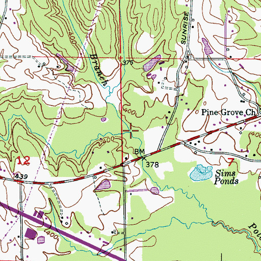 Topographic Map of Gode Branch, AL