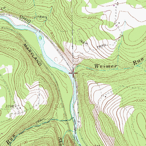 Topographic Map of Weimer Run, PA