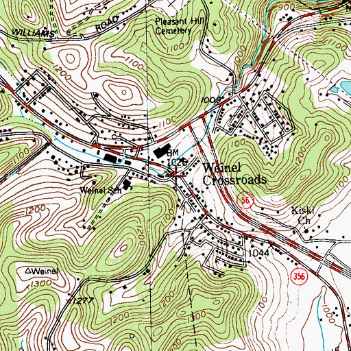 Topographic Map of Weinel Crossroads, PA