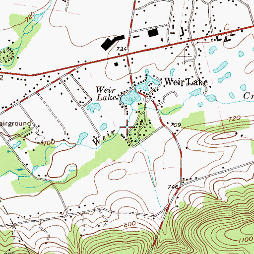 Topographic Map of Weir Lake, PA