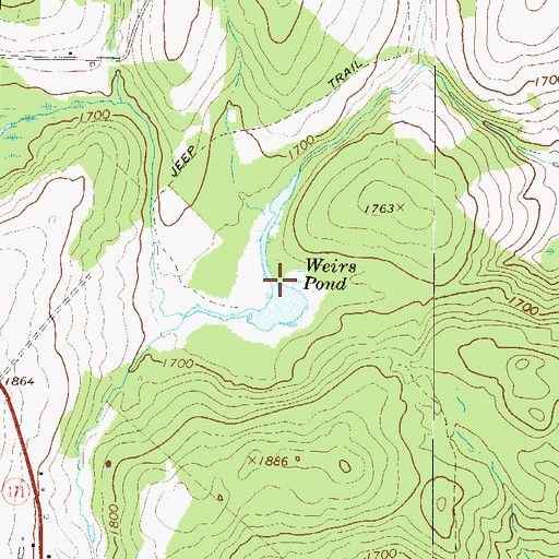 Topographic Map of Weirs Pond, PA