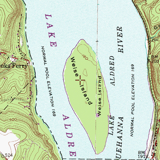 Topographic Map of Weise Island, PA