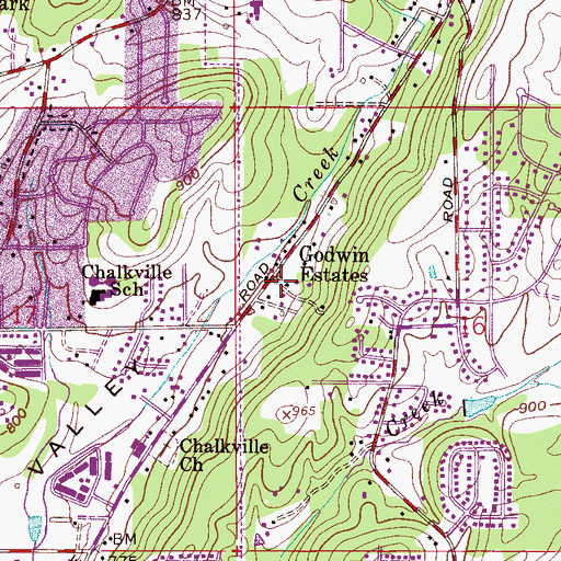 Topographic Map of Godwin Estates, AL