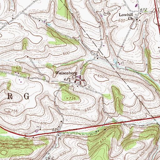 Topographic Map of Weisenberg Church, PA