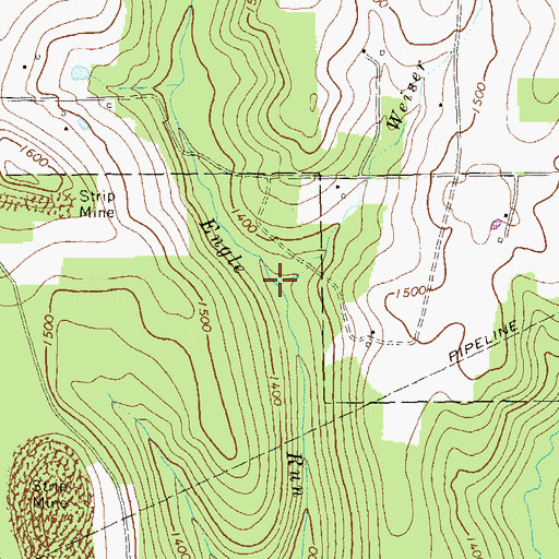 Topographic Map of Weiser Run, PA