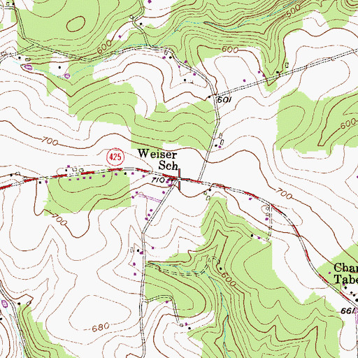 Topographic Map of Weiser School, PA