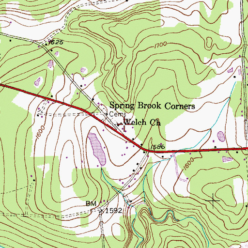 Topographic Map of Welch Church, PA