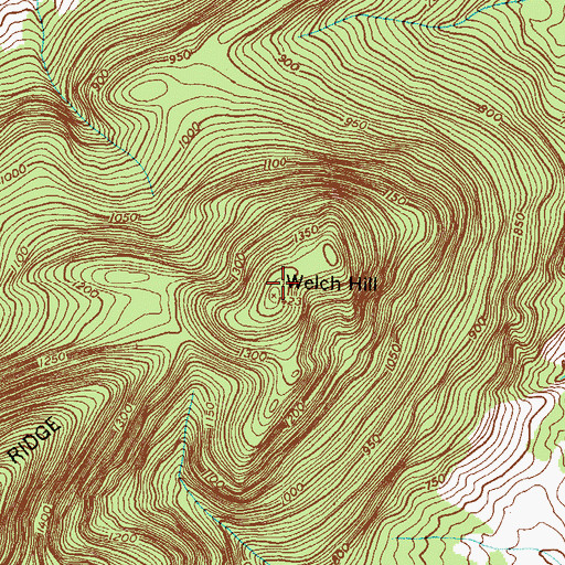 Topographic Map of Welch Hill, PA