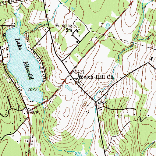 Topographic Map of Welch Hill Church, PA